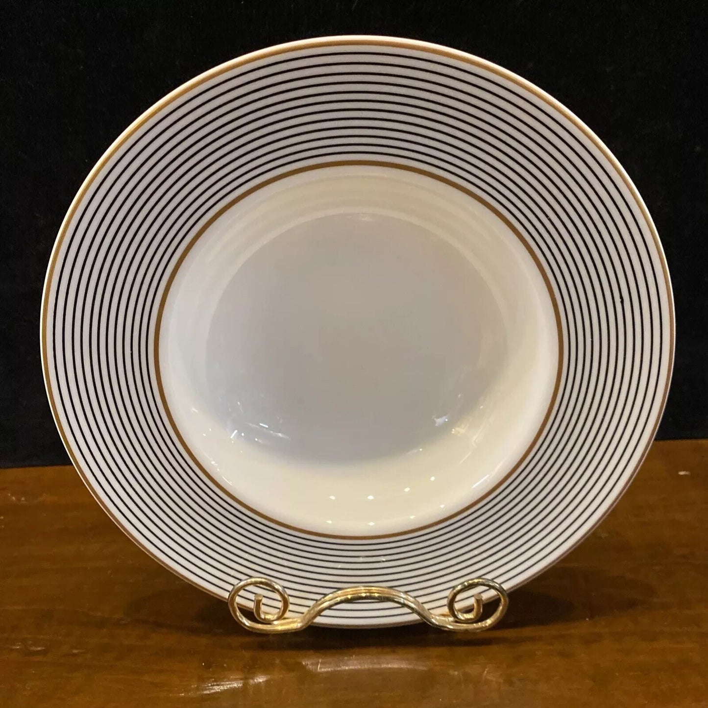 Raynaud Ceralene Crinoline Black 8 1/4" Rim Soup Bowl Limoges France 1990 BH235D