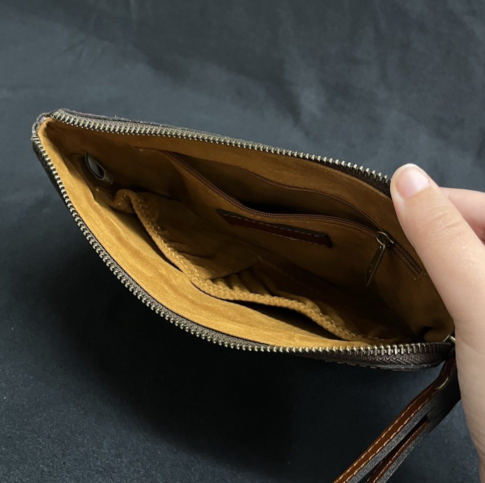 Patricia Nash Cassini  Vintage Victorian Garden Leather Wristlet 9"