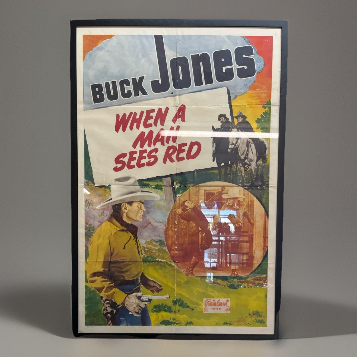 "When a Man Sees Red," w/ Buck Jones Framed Print, Realart Picture, Made in USA