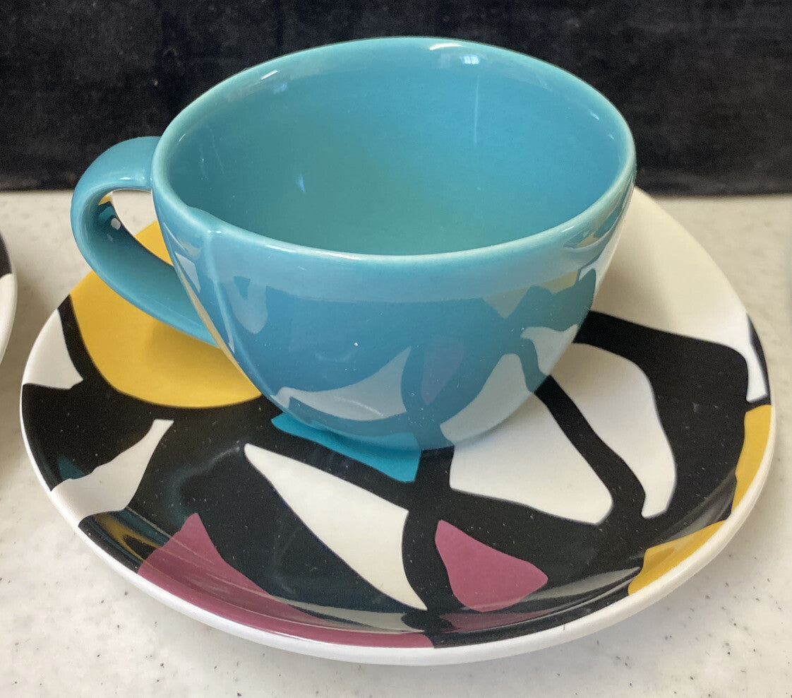 Diane Von Furstenberg Espresso Coffee Tea Cup & Saucer Set of 4 NIB BH83