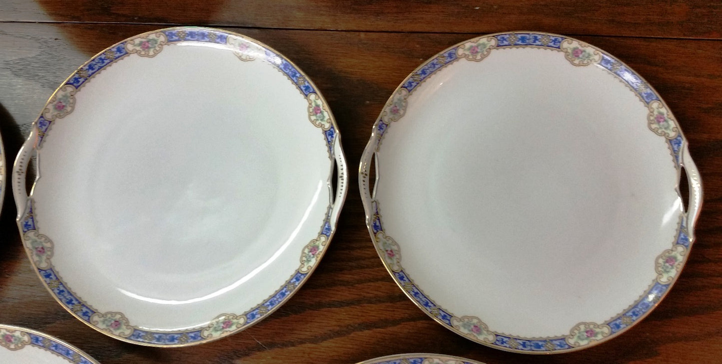 Antique KPM Open Handled Cake Plate GERMANY Pattern 27058 Blue band 1905-1920