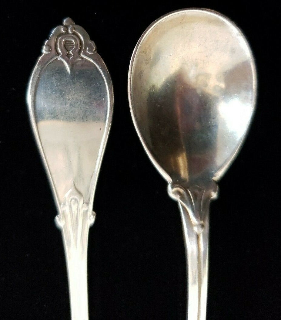 Armor by Whiting Pair Sterling Silver Salt Spoons Mono 1875 GW bowls