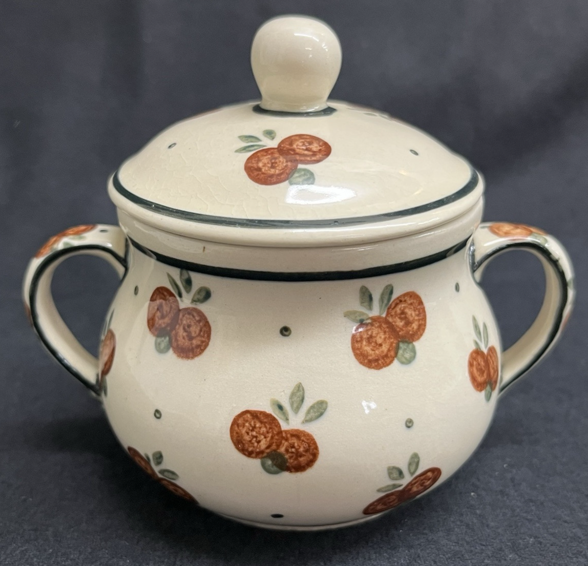 Boleslawiec Polish Pottery Sugar Bowl and Creamer Set w/ Tray, Wild Cherry