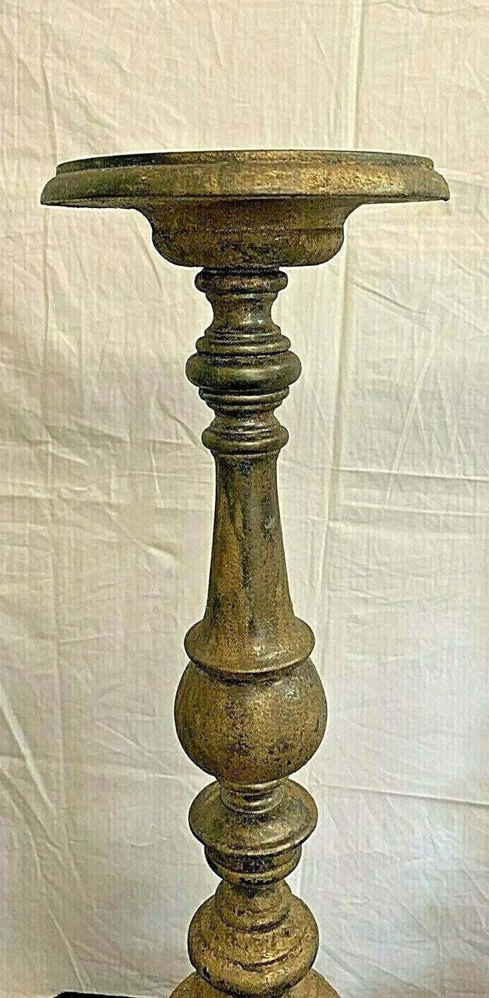 Vtg Brass Bronze Large H 26"Candlesticks Decorative Altar Sticks 12 lbs each