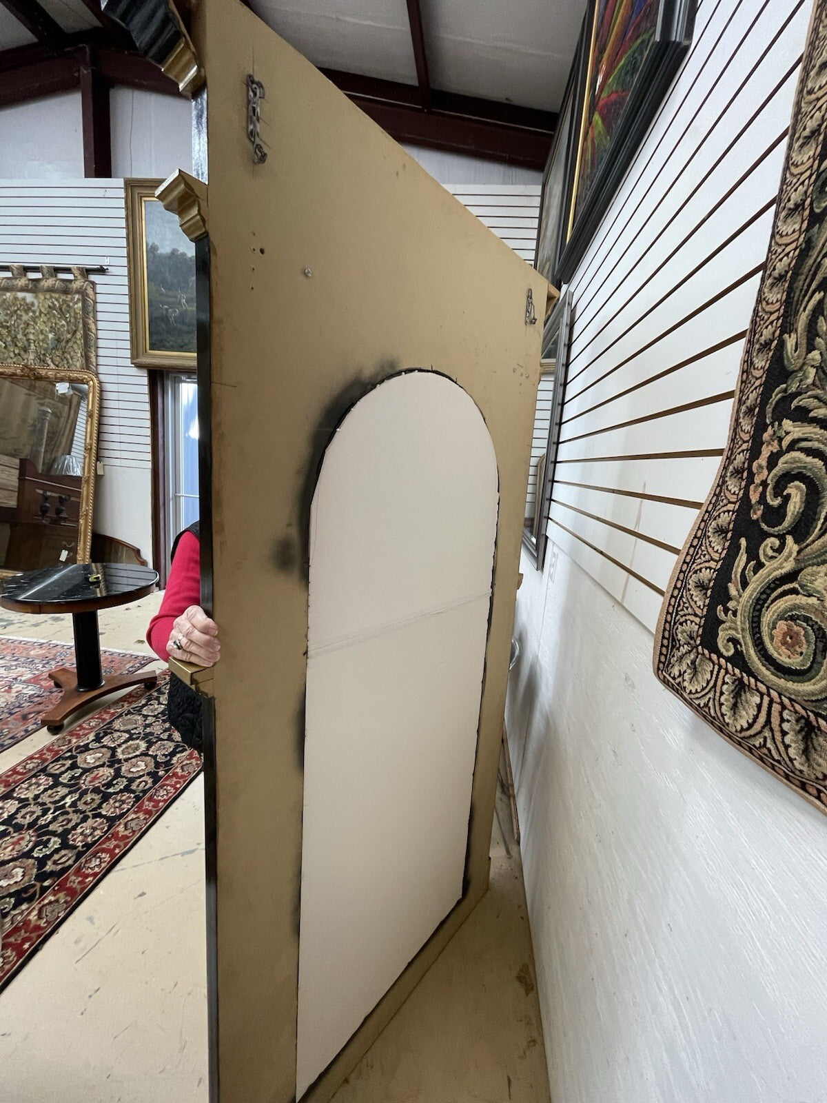 Tall Black & Gold Napoleon III Style Pier Mirror 79.5” Tall FS9