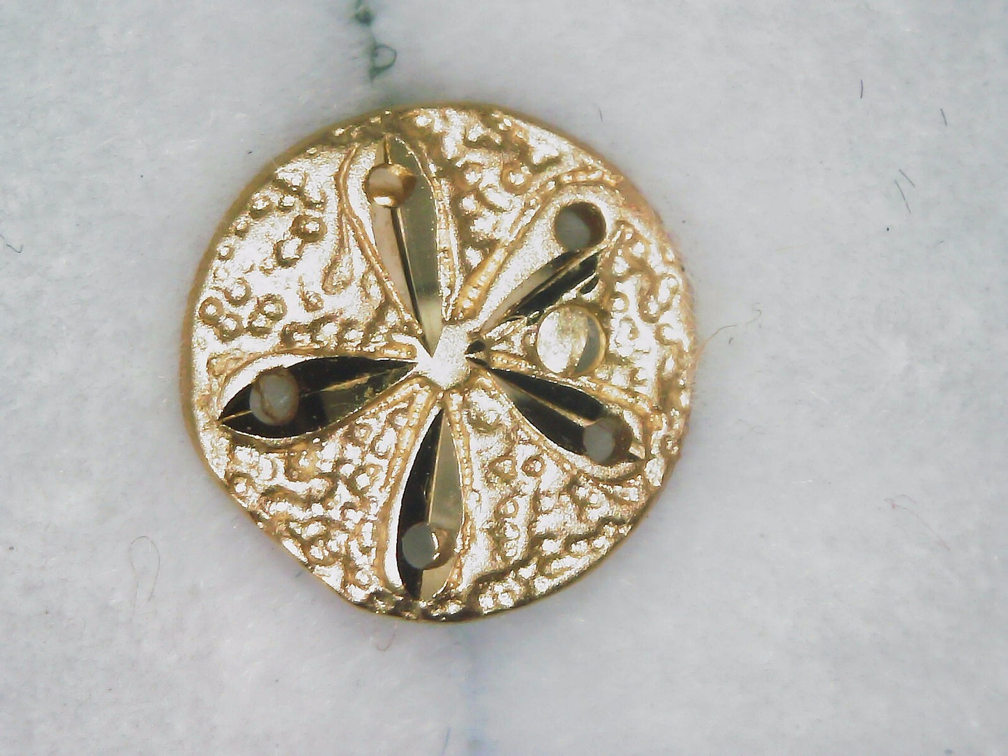 14K Yellow Gold Sand Dollar Stud Earrings .78g 6.99mm