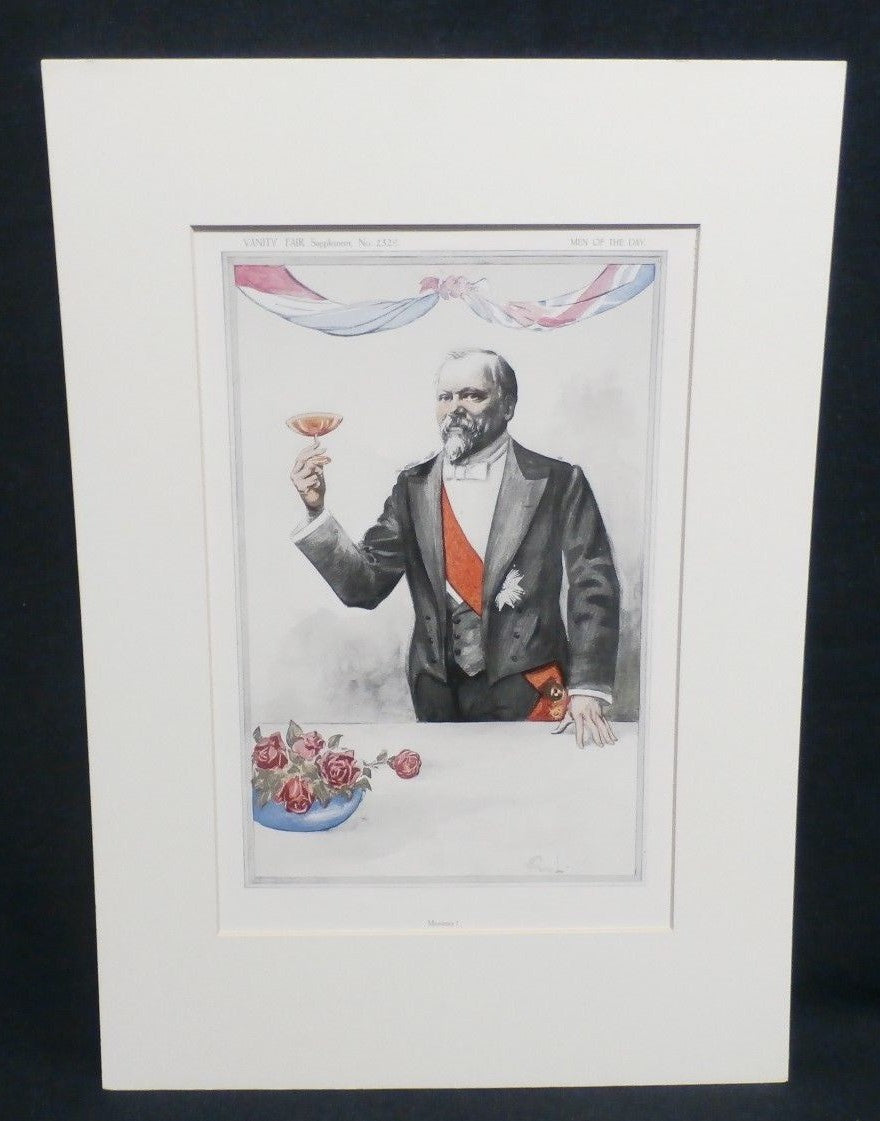 Antique Vanity Fair Print 1913 French President Poincare "Messieurs !" by OWL