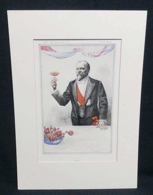 Antique Vanity Fair Print 1913 French President Poincare "Messieurs !" by OWL