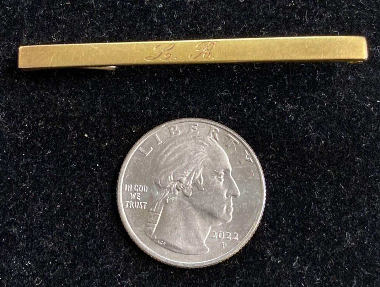 Antique 10K Yellow Gold Beauty Baby Pin 1.8g Engraved Initials "L.B."