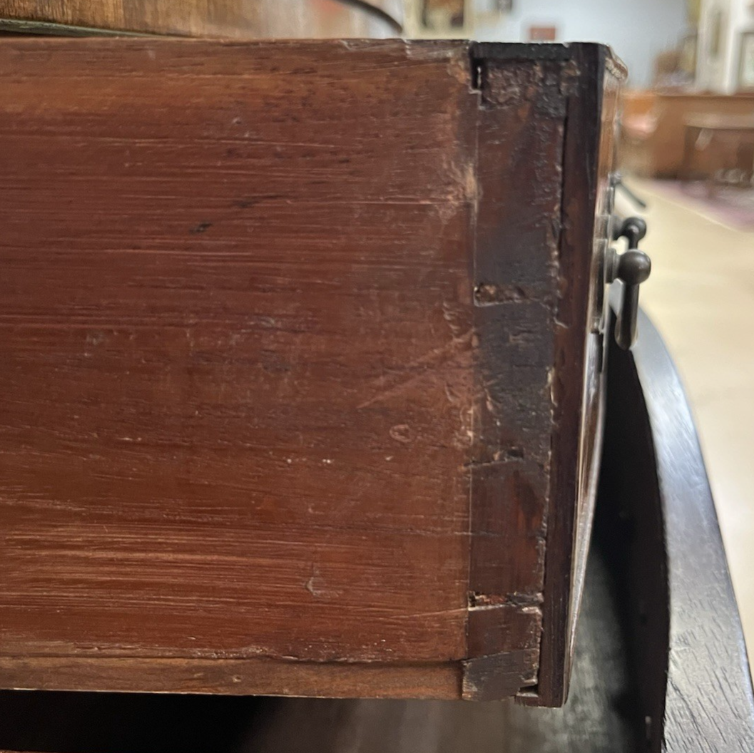 PERIOD ENGLISH REGENCY BURLED WALNUT BOW FRONT TALL CHEST OF DRAWERS