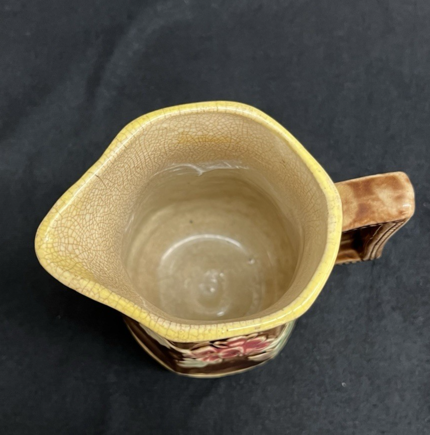 Vintage Majolica Embossed Dogwood Flower Creamer/Jug/Pitcher 5"