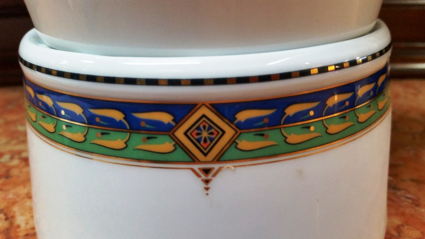 Vintage German Kaiser  4 pc China Medea Pattern Teapot & Warmer NICE