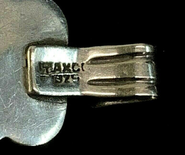 Vtg Taxco Signed Sterling Silver & Onyx 7 Link Bracelet  7 1/2" w Safety Chain