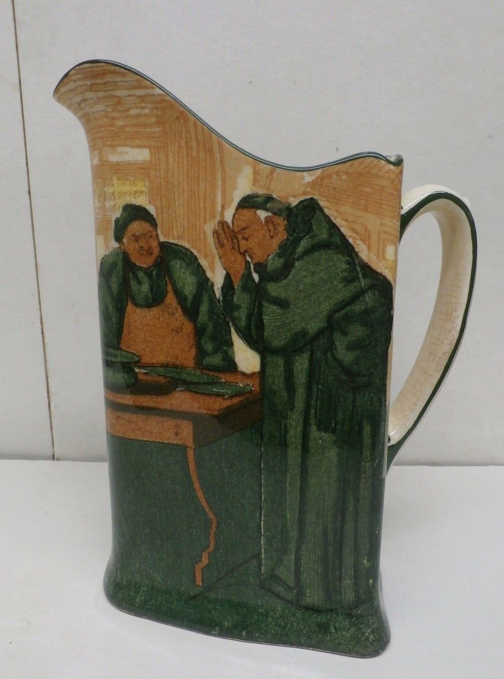 1906 Royal Doulton Monks In Cellar signed Noke Large Jug Beckett Shape Pitcher