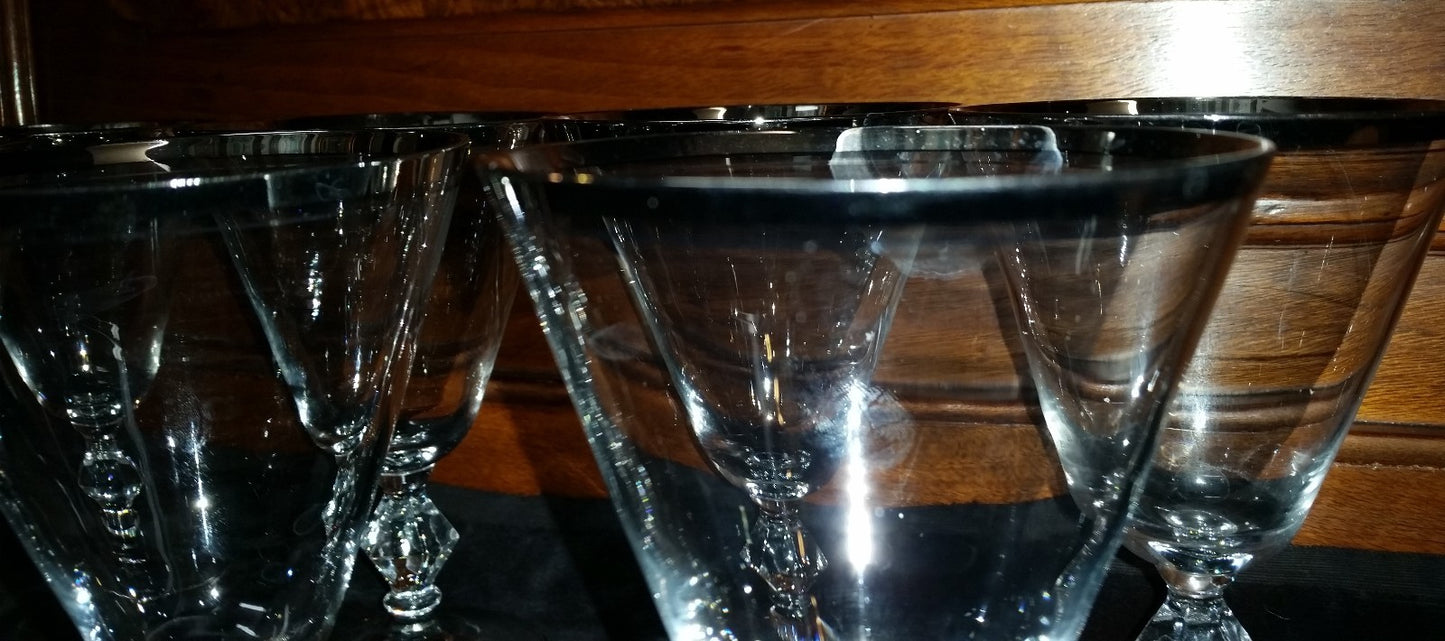 Glastonbury Lotus Brookmere Set of 7 Water Wine Glasses Platinum Trim