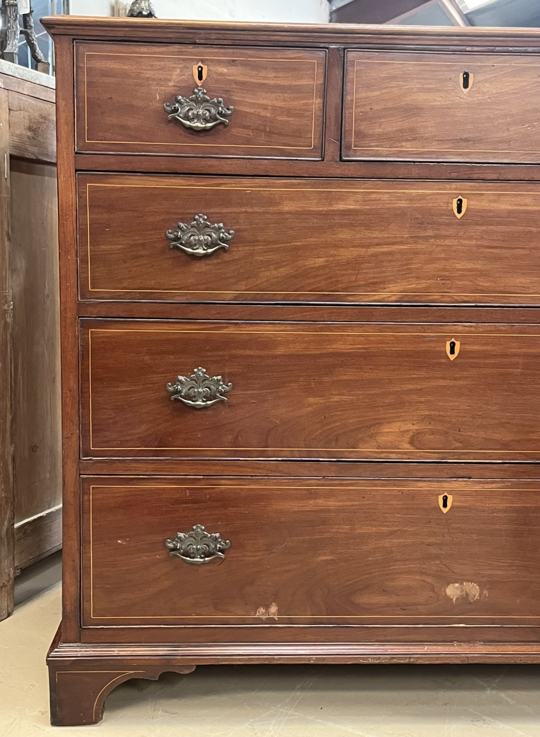 ANTIQUE ENGLISH GEORGE III INLAID MAHOGANY COMMODE CHEST OF DRAWERS