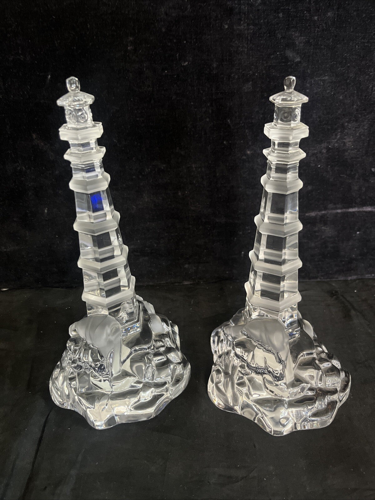 Pair of Lenox Light at Crystal Point Lighthouses 8" Height Pagoda Germany