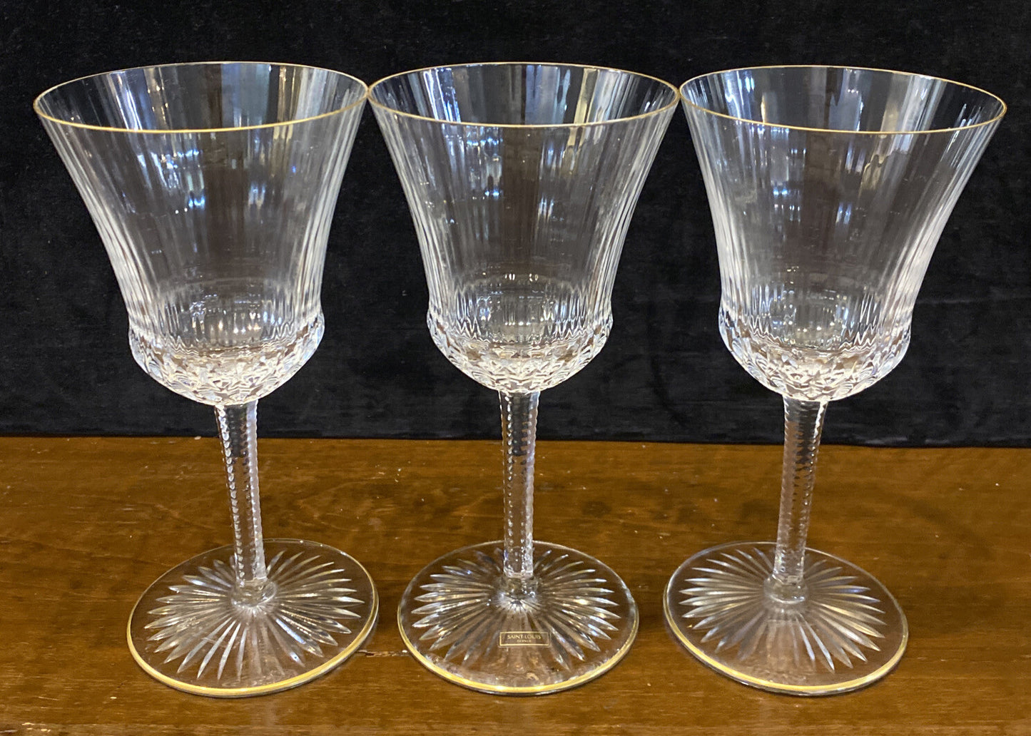 Saint Louis Apollo Gold Water  Goblets  Set of 3 BH306