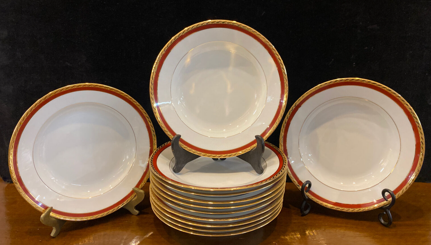 Tiffany & Co. Limoge Red Band Bowl Set Of 12