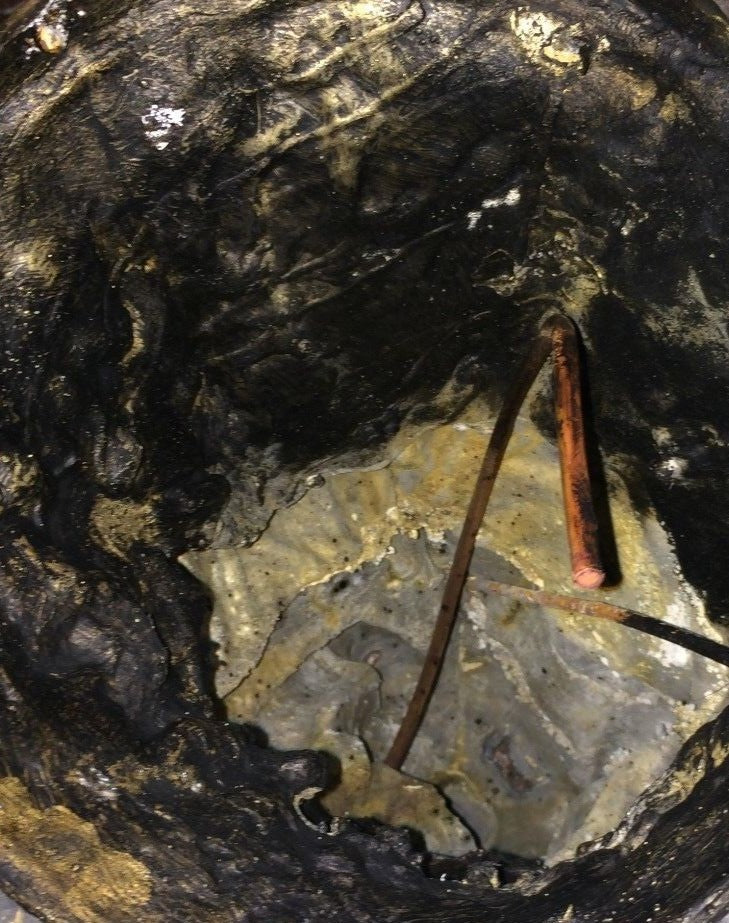 Bronze Cherub w Wings Angel Holding a Conch Shell Tabletop  Fountain H 27"