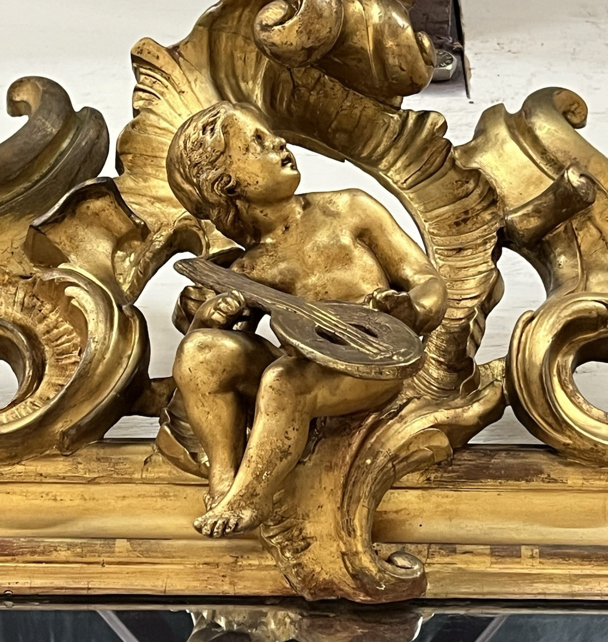 Antique Large Gilt Gold Over Mantle French Louis XVI Mirror 70" x 56"