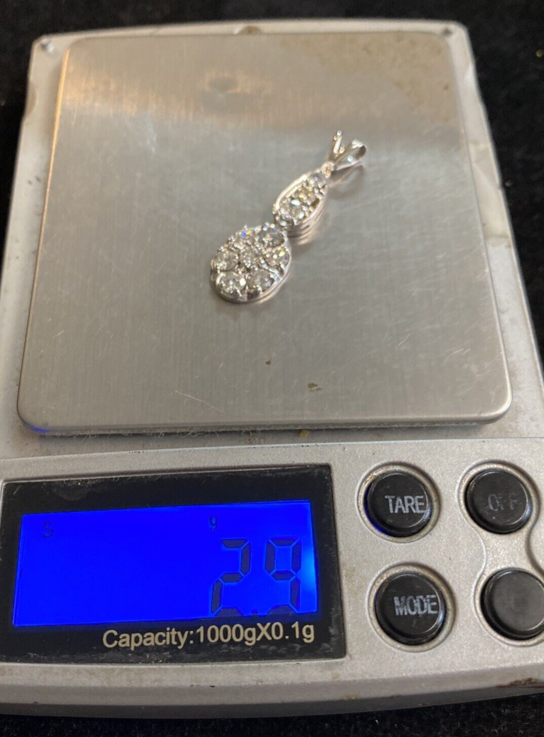 14K Gold 10 Diamond Approx 1.38 cts Pendant 2.9g SI1-SI2 TESTED Sterling Chain