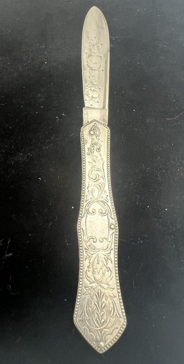 Antique Wm William Rogers Sterling Folding Fruit Knife 1890's Orig Box Seaman NY