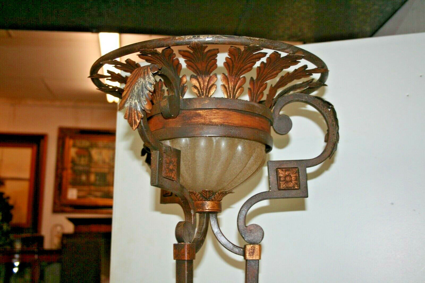 Fine Arts 6ft Floor Lamp Torchiere MSRP $1815 Iron Leaves