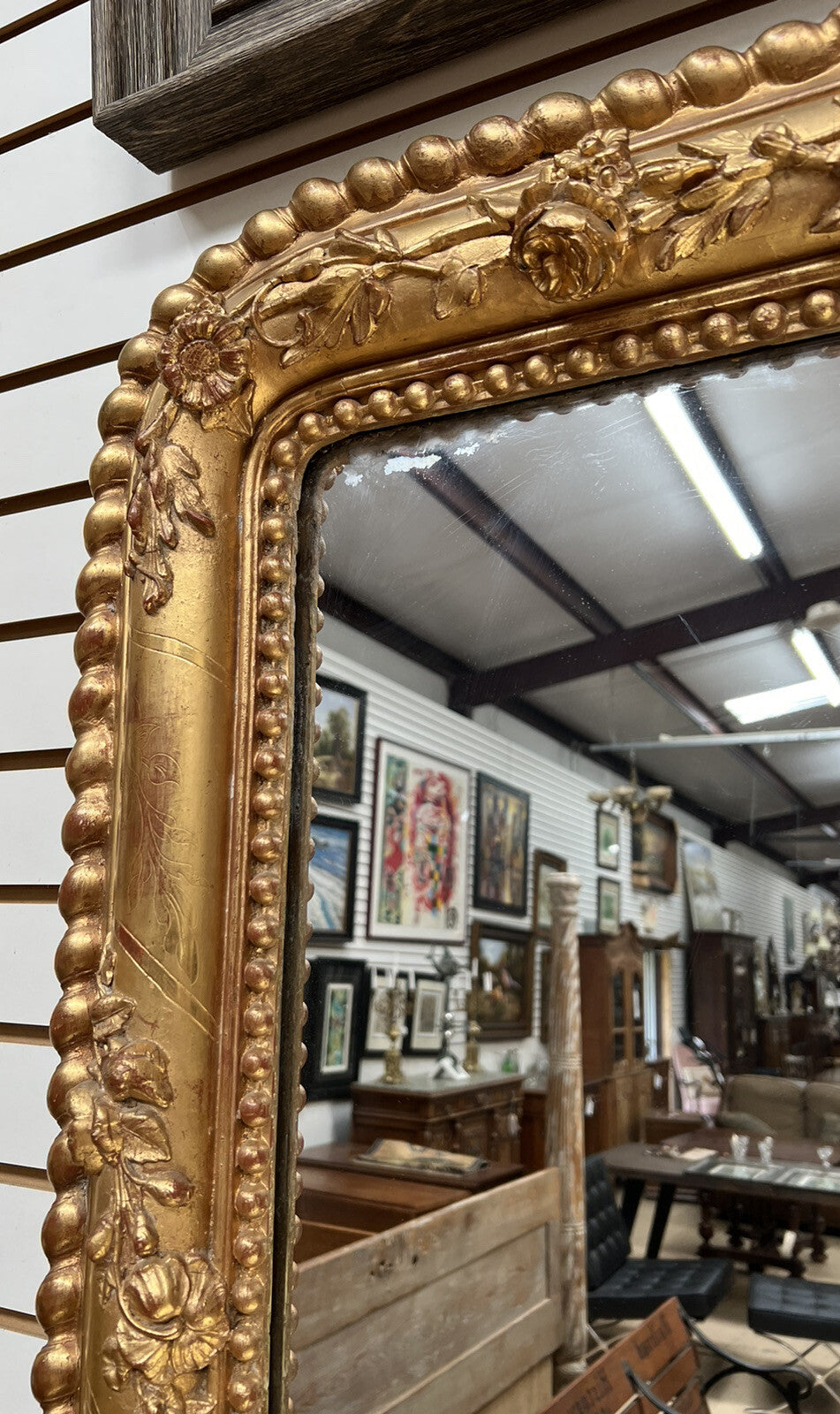 83" High ANTIQUE FRENCH LOUIS PHILIPPE PERIOD GILT GOLD WOOD MIRROR