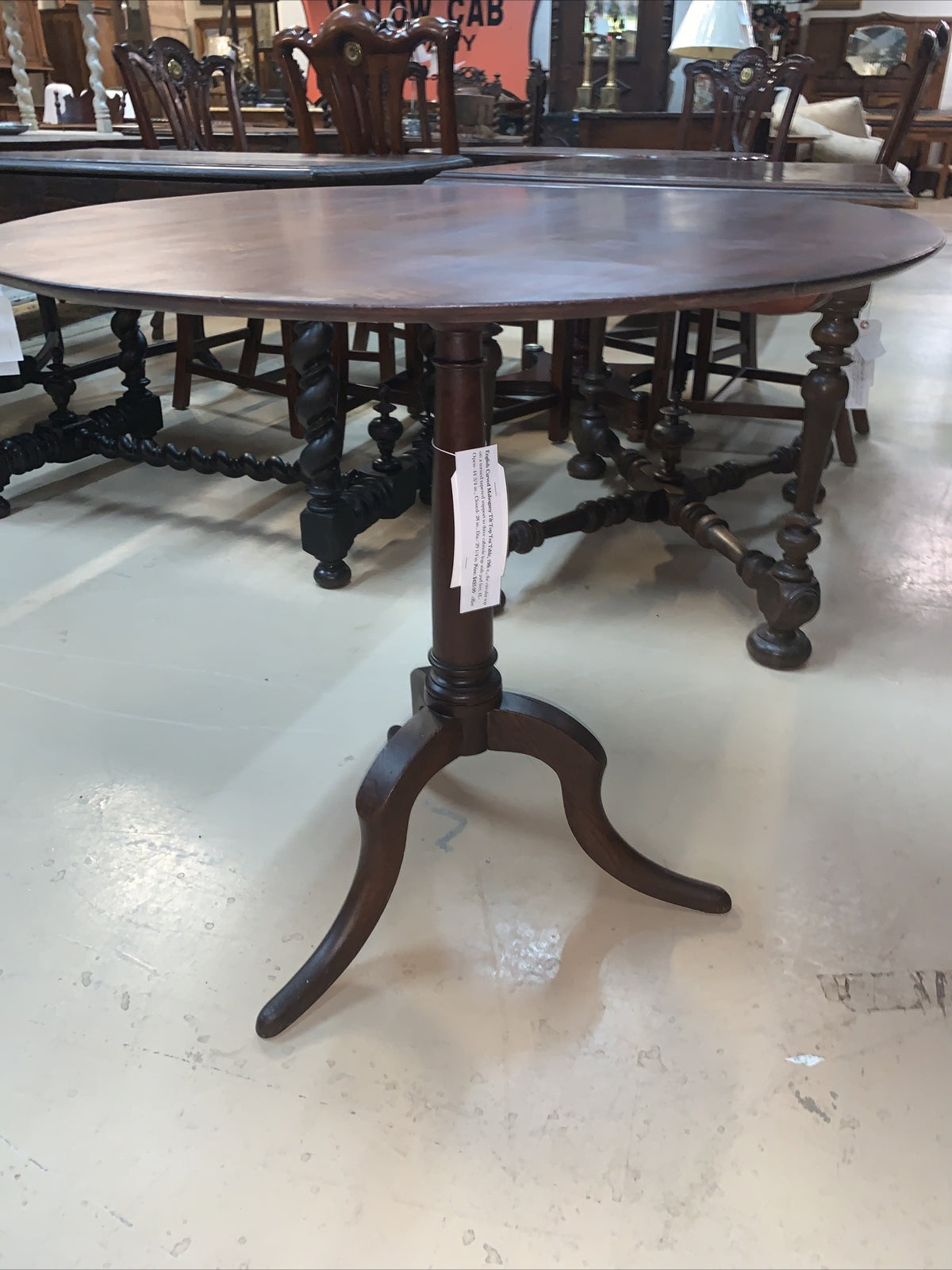 Antique Round English Carved Mahogany Tilt Top Tea Table Vitner's Wine Game