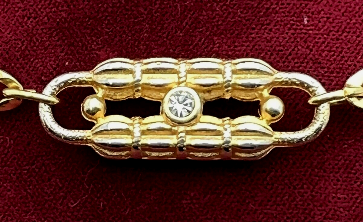 Camrose & Kross JBK gold Tone Rhinestone Paper Clip Chain Necklace 2 In One