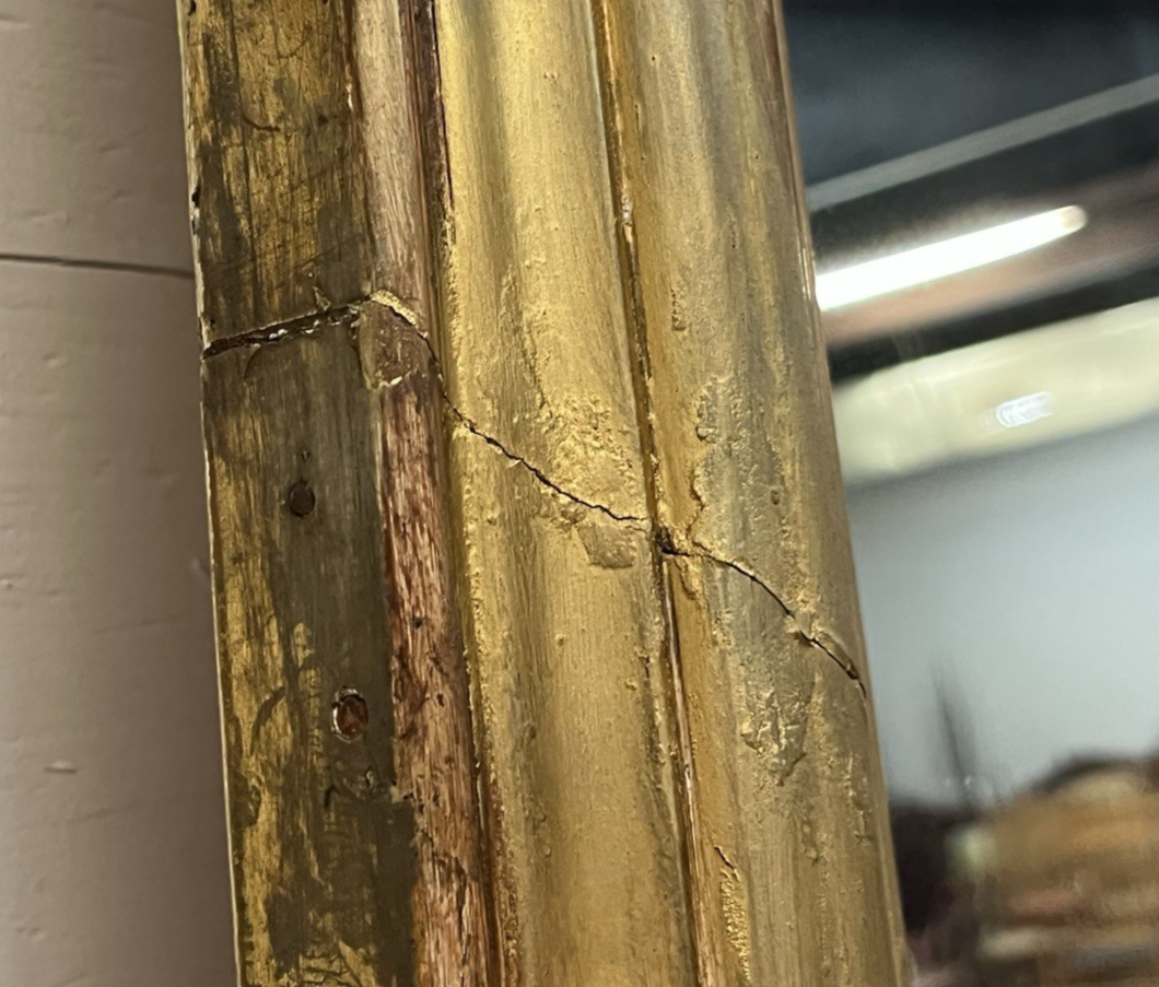 Antique Large Gilt Gold Over Mantle French Louis XVI Mirror 70" x 56"