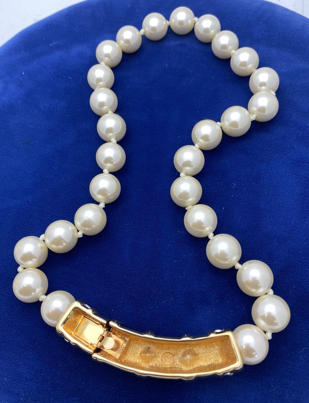 80’s SWAROVSKI Necklace Choker  Pearls Gold Black Enamel Crystals 17" Statement