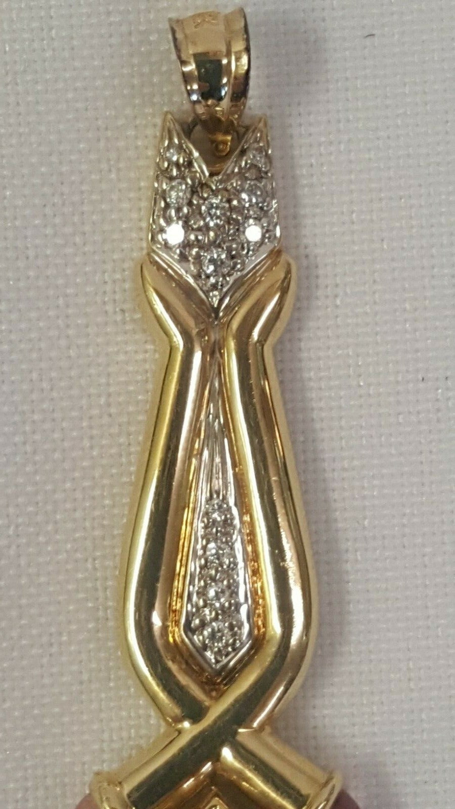 14k Mabe Pearl & Black Onyx Pendant w Amethyst Peridot Aquamarine Diamonds 14.7g