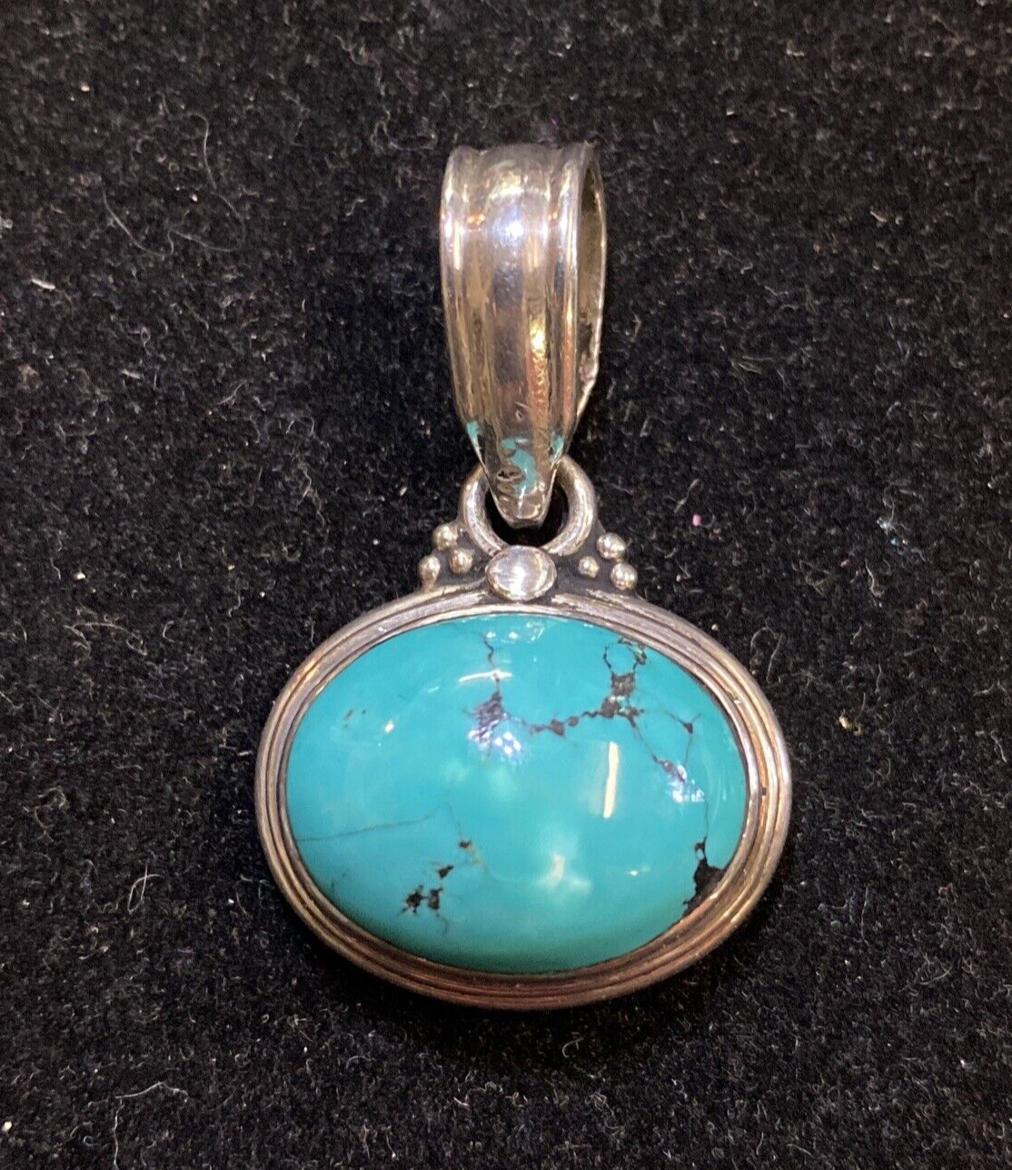 925 Sterling Silver Turquoise Gemstone Pendant 11.2g