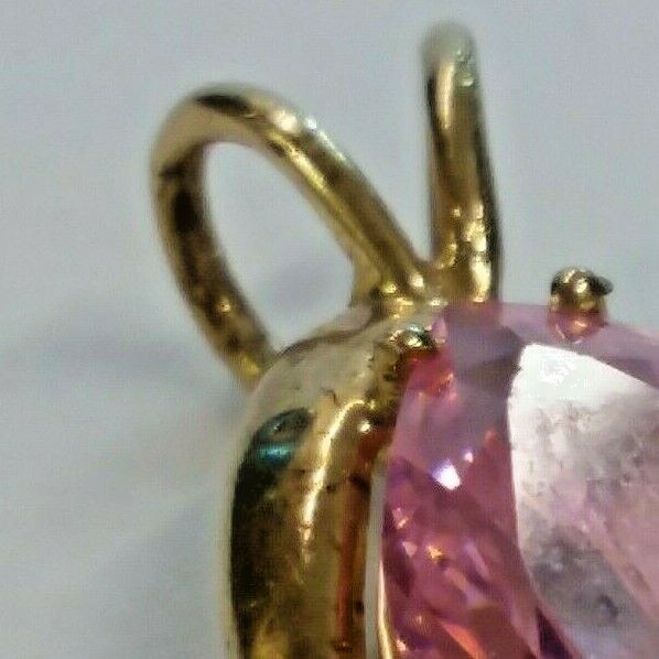 10k Pink Ice CZ Pendant .75" 3.20 grams