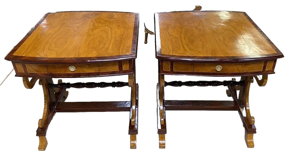 PAIR of ANTIQUE BIEDERMEIER STYLE SINGLE DRAWER SIDE END SOFA TABLES