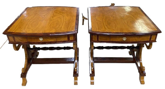 PAIR of ANTIQUE BIEDERMEIER STYLE SINGLE DRAWER SIDE END SOFA TABLES