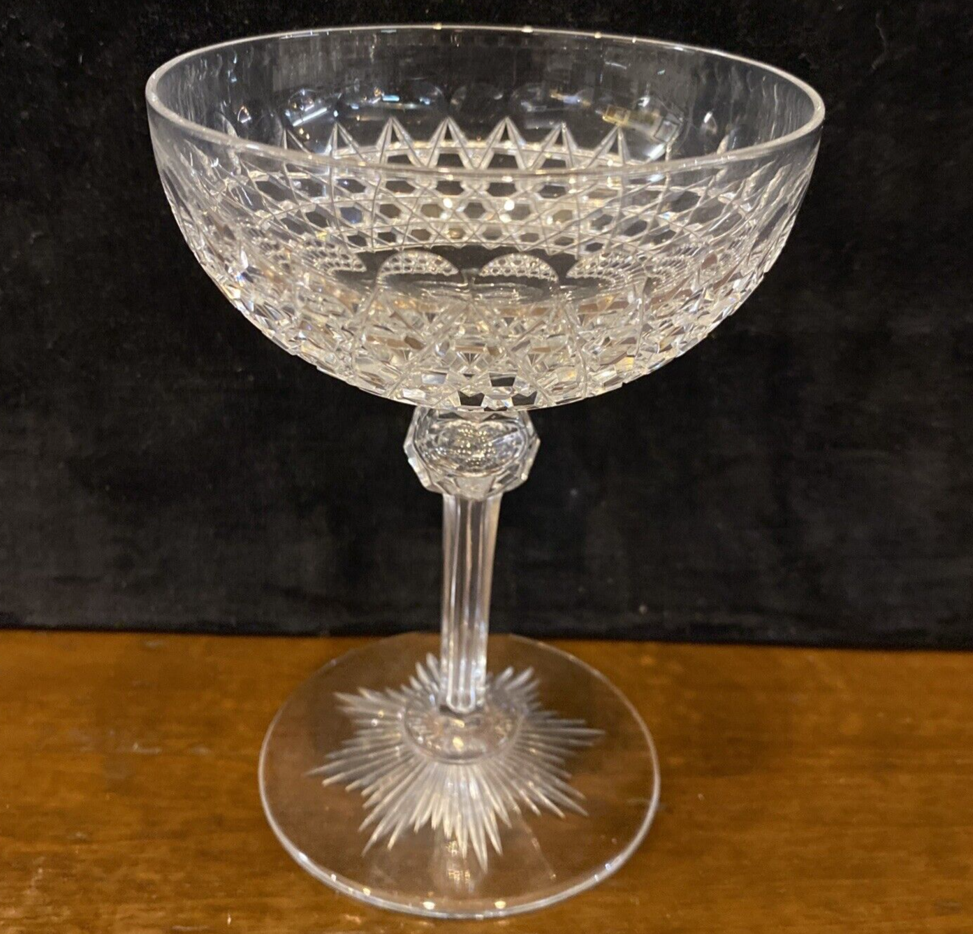 1875 Dorflinger Diamond Hob Saucer Champagne Brilliant Cut Glasses 4.75" BH313C