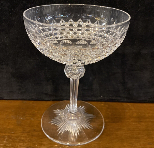 1875 Dorflinger Diamond Hob Saucer Champagne Brilliant Cut Glasses 4.75" BH313C