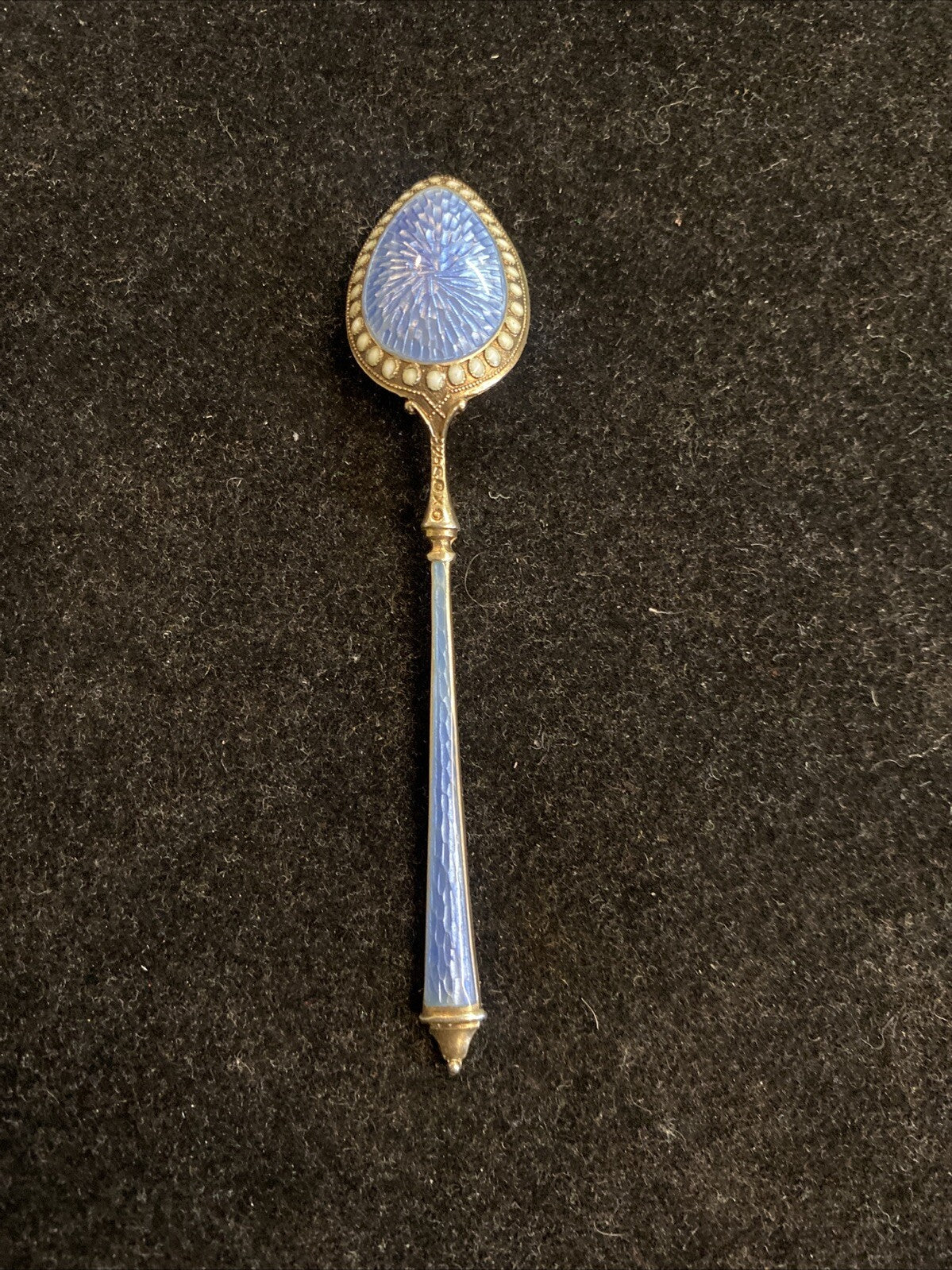 5x NORWEGIAN STERLING GUILLOCHE ENAMEL COFFEE SPOONS by MARIUS HAMMER 41g