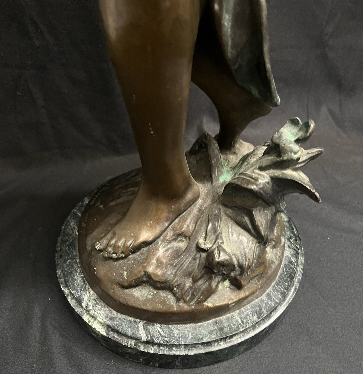 PB1 Auguste Moreau Large Bronze "Woman with Vessel" Statue w/ Marble Base 36"