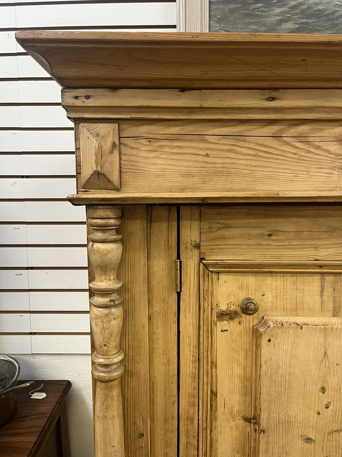 BLEACHED PINE CARVED PINE ARMOIRE CONVERTED BAR WINE LIQUOR CABINET 78" HIGH