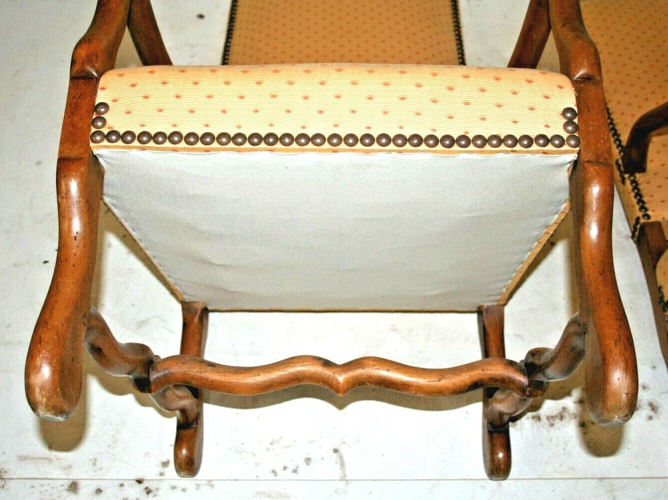 Pair of Antique French Walnut Sheep Bone Chairs Os du Mouton