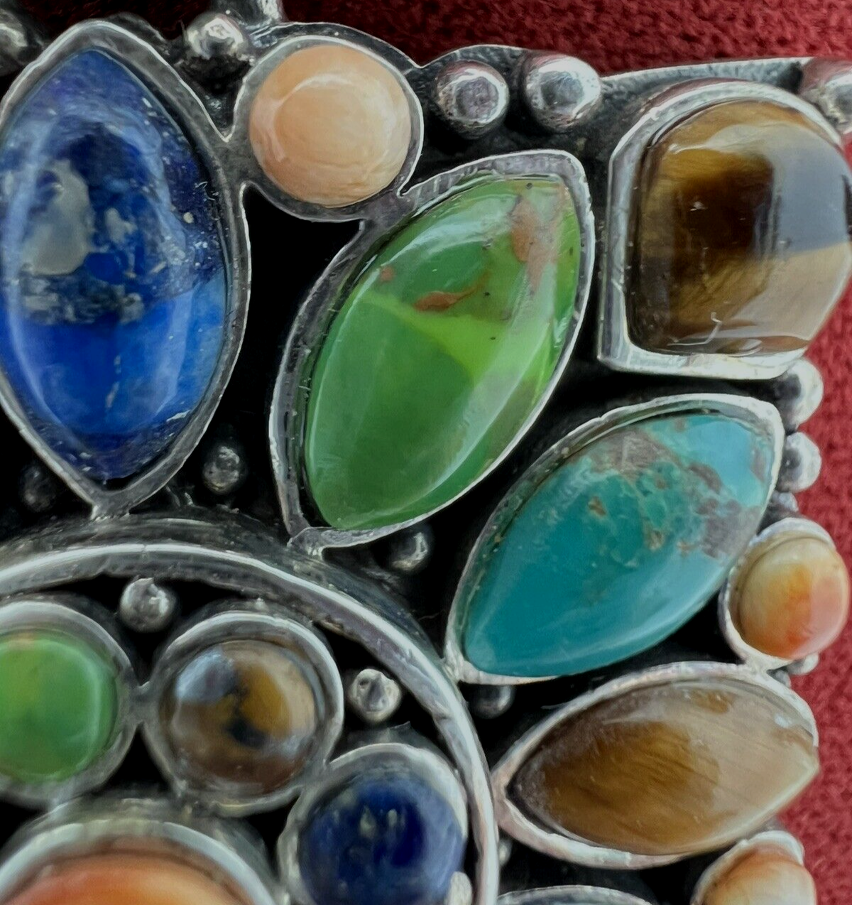 Multi Stone Blossom Pendant 925 SS Lapis Lazuli, Coral , Turquoise, Don Lucas