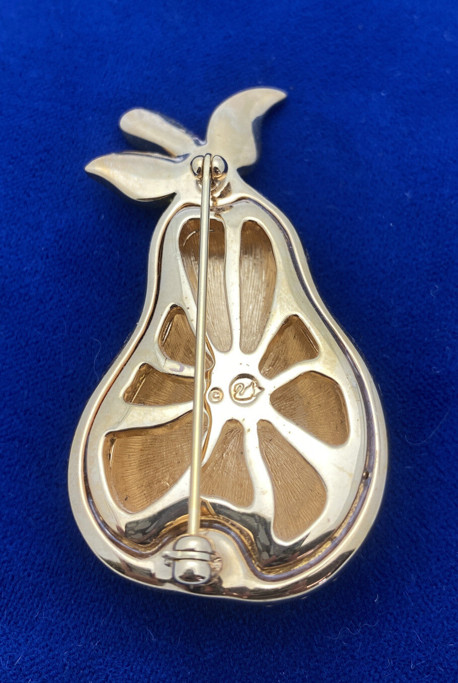 RETIRED GORGEOUS SWAROVSKI AMBER & LIME GREEN PAVE' CRYSTALS PEAR BROOCH