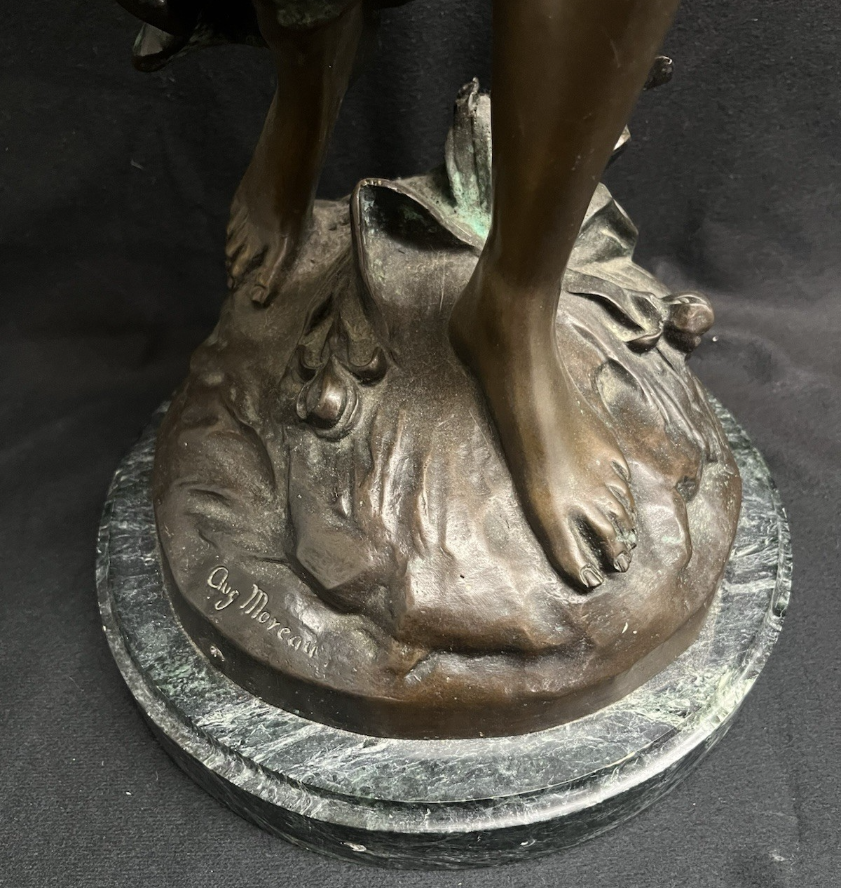 PB1 Auguste Moreau Large Bronze "Woman with Vessel" Statue w/ Marble Base 36"