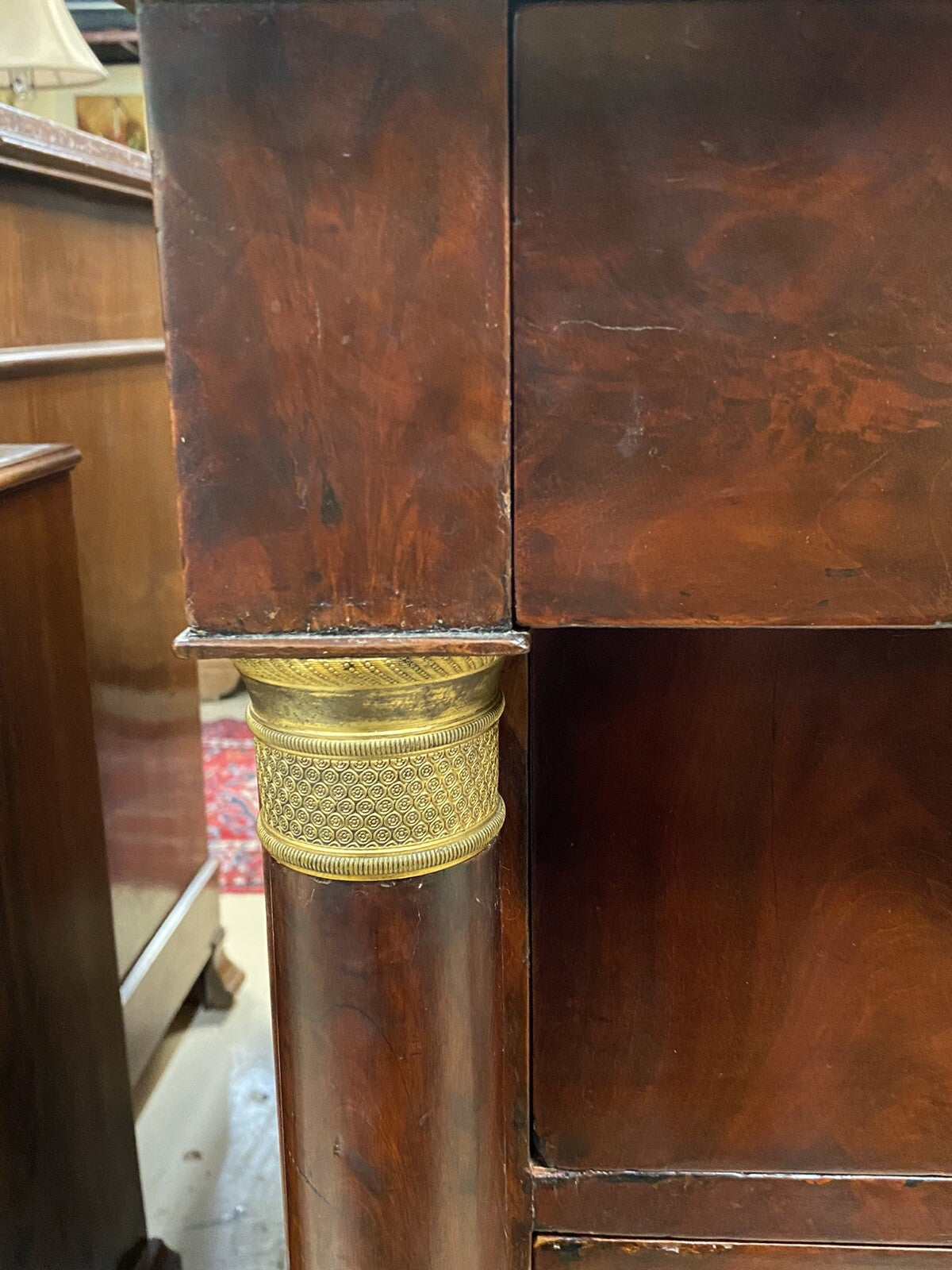 Antique Burled Walnut Mid-19th Century Empire and Marble Top Chest Commode