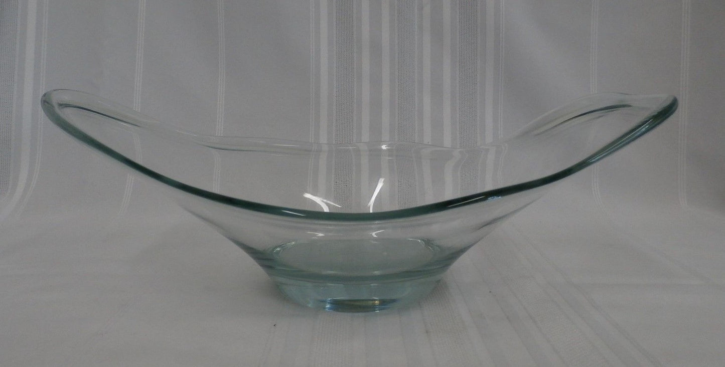 Daum France Freeform Crystal Centerpiece Art Glass Blown Bowl Midcentury Modern