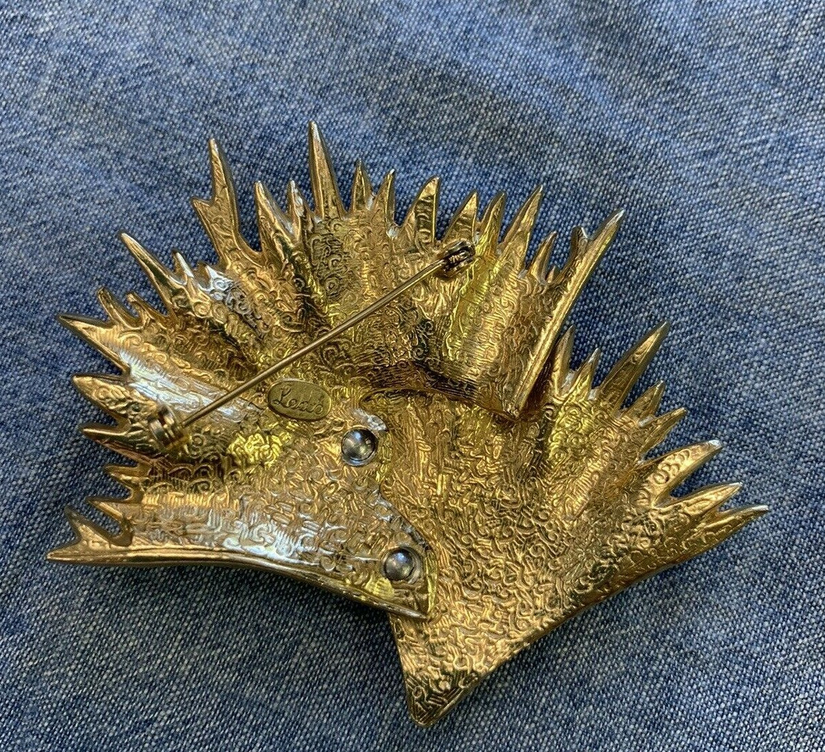 Signed Ledo Gold Large Abstract Avant Garde MCM 1950's Vintage Brooch  Pin